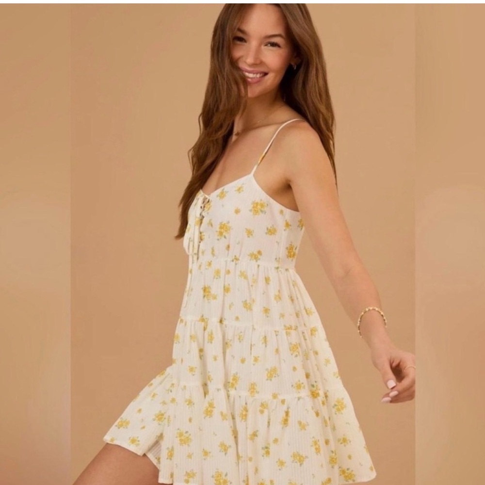 Altar'd State Cream Mini Dress with Yellow Floral Print
